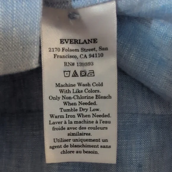 Everlane The Notch Shirt in Linen Light Blue Button Up Short Sleeve Boxy Top -XS - Picture 7 of 8